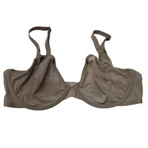 CUUP Bra Mesh 34E The Plunge Tan Underwire Sheer Sexy See Through Nude